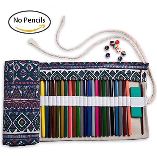 Artify 48 Colored Pencil Roll Up Canvas Wrap Pouch Holder Case| Anti-Pilling Design and Thick Canvas| Environmental-Friendly Material (Pencils are not Included)
