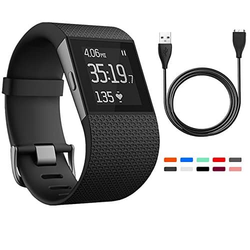 Fitbit Surge Band Small, Vorida Replacement Band Wristband Bracelet Strap Small Large Metal Buckle with USB Charging Cable and Tool For Fitbit Surge