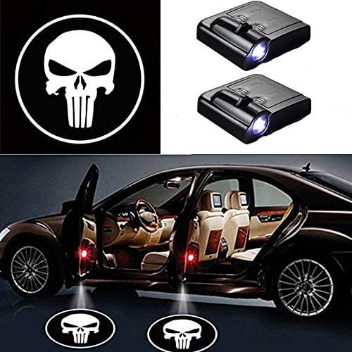 MIVISO 2 Wireless LED Car Door Light Skull Projector Ghost Shadow Emblem Light Laser Welcome Lamp Universal fit Benz