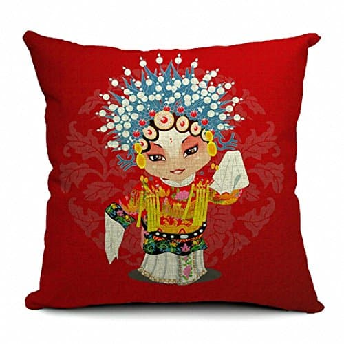 E-sunshine® Thick Cotton Blend Linen Square Throw Pillow Cover Decorative Cushion Case Pillow Case 18 X 18 Inches / 45 X 45 cm, Chinese Style Wedding (Bride)