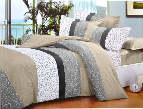 Todd Linen Stone Pattern 3 Pcs Queen Set 1 Duvet Cover + 2 Pillow Case Bedding Set