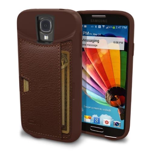 Smartish Galaxy S4 Wallet Case - Q Card Case for Samsung Galaxy S4 - Ultra Slim Protective Credit Card Carrying Case (CM4) - Mahogany Brown