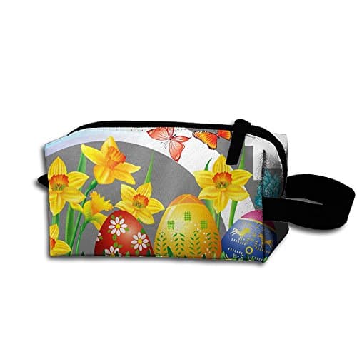 Easter Rainbow Butterfly Rabbit Egg Portable Pencil Bag Coin Purse Pouch Stationery Storage Organizer Case Cosmetic Makeup Brush Holder With Durable Zipper For Students Office