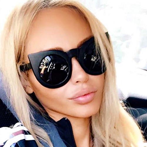 Round Cat Eye Oversized Women Sunglasses Thick Retro Style Frame Fashion Shades