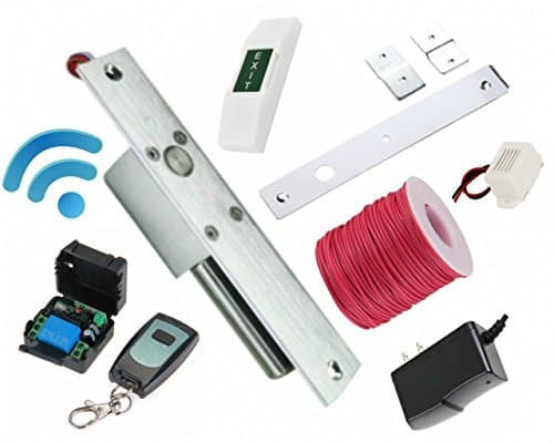 Electric Magnetic Bolt Lock JRE01 - Complete System Securely Buzz Visitors In Or Out Remotely: Has X2 Remotes, Wireless Receiver, Power Supply, 50 Ft. Electrical Wire (Flush Magnetic Drop Bolt)