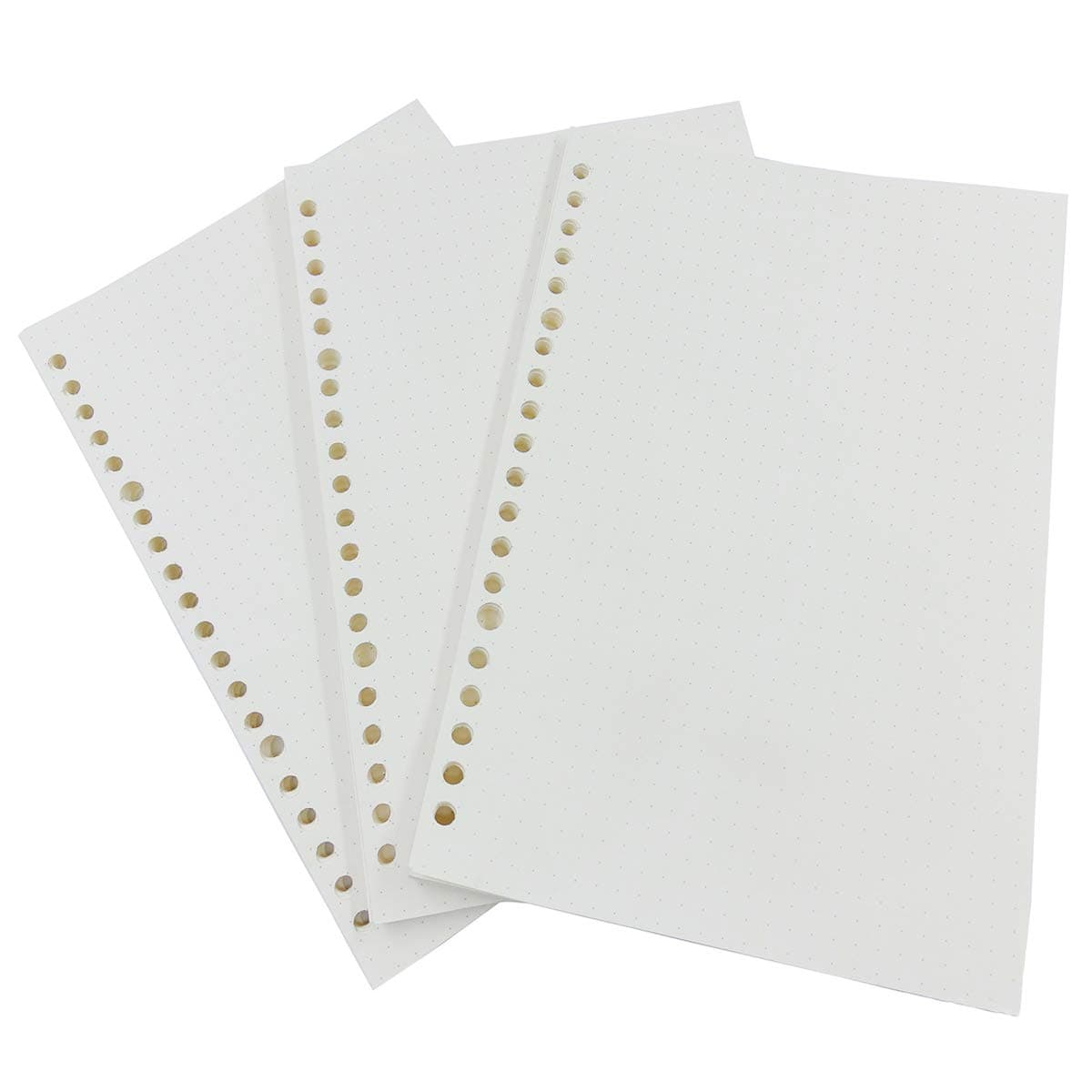 Mengger A5 20-Ring Binder Planner Refill Paper Journals Notebooks Diaries Inserts for Writing Sketching Scrapbooks Drawing Travelers Professionals 3 Packs (Point Shape)