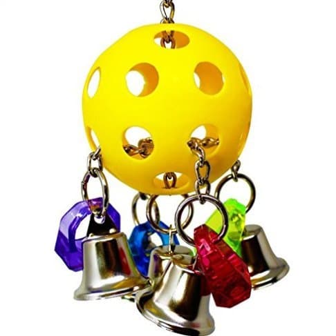 Difunisea Bird Toy Bellpull Cage for Parrot, Conure,African Grey, Cockatiel,Aviary,Cockatoo, Macaw 4 Rings, 4 Bells, 1 Ball (Bell)