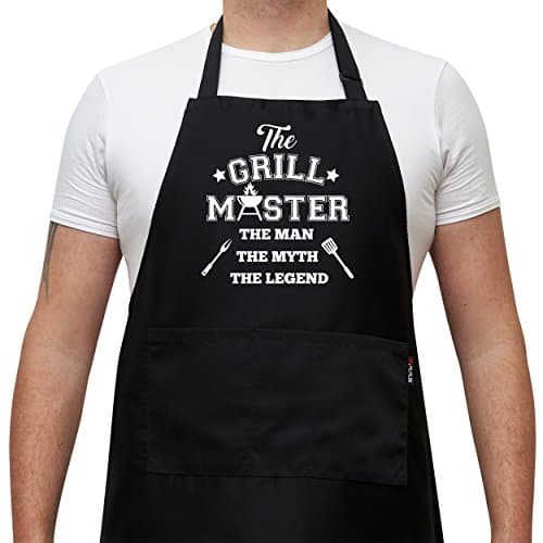 Savvy Designs Bbq Apron Cooking Kitchen Funny Apron The Grill Master, The Man The Myth The Legen Black Apron With Pockets
