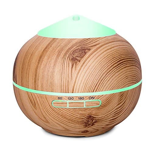 Amgaze Humidifier 200ml Cool Mist Ultrasonic Aroma Essential Oil Diffuser with 7 LED, 4 Time Setting, Adjustable Mist and Waterless Auto Shut-off for Home Office Baby Use (Wood Grain)