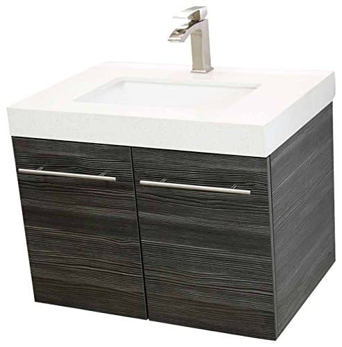 WindBay 24" wall mount floating bathroom vanity sink set. Vanities sink Dark Grey