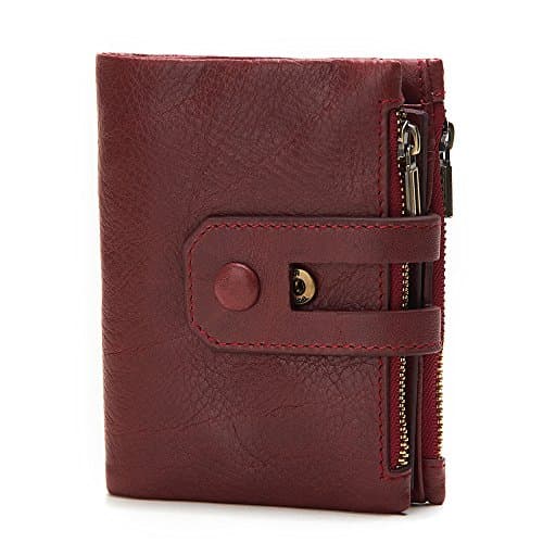 Men RFID Blocking Wallet, Wraifa Genuine Leather Short Purse Bifold Card Holder