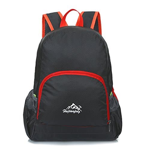 20 - 35L Fordable Hiking Backpack - Ultralight Packable Outdoor Backpacks Carry on Lightweight Waterproof Day Pack - Camping Running Sports Ultra Light Travel Bag - Women Men Dayback (Black)