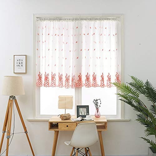 Gaddrt® 1 Panel Window Curtain Leaves Sheer Curtain Tulle Window Treatment Voile Drape Valance Fabric (Pink)