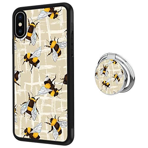 iPhone Xs X 10 case Bumble Bee Full Body Case with Holder Ring Cover Slim Fit Heavy Duty Protection case Shockproof case Compatible with iPhone Xs X 10