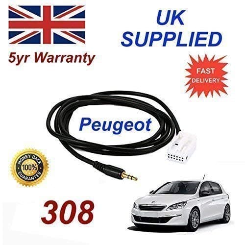 Peugeot 308 3.5mm Aux input adapter cable Model Year 2007+
