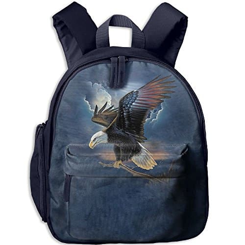 Small School Bookbag Custom Printed With Eagle For Kindergarten Unisex Kids Navy