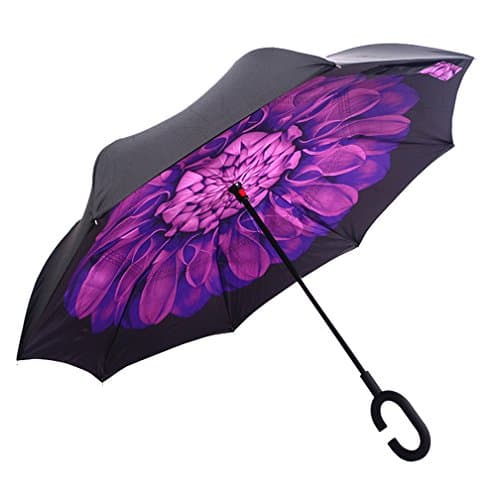DOLIROX Inverted Umbrella Windproof Reverse Folding Double Layer and Rain Protection Umbrella with C-shaped Hands Free Handle, Best for Travelling and Car Use