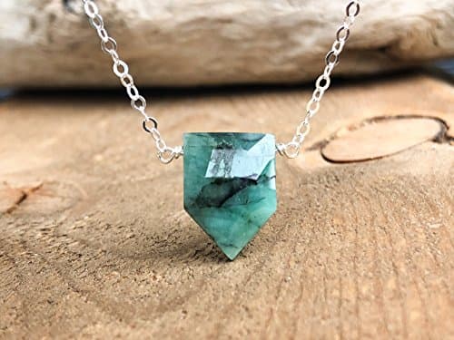 Emerald May Birthstone Necklace in Sterling Silver 16" - 18"