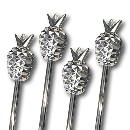 4 Pc drynkware Deluxe Original Hip-Stirrer Short Metal Pineapple Swizzle Cocktail Stirrer Gift Set w/ Gift Box