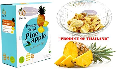 Crispy Freeze dried Fruit Pineapple Special and Unique Fruit Healthy Snack 100% all Natural Oil-Free 1 Box 25 g. (0.88 Oz)