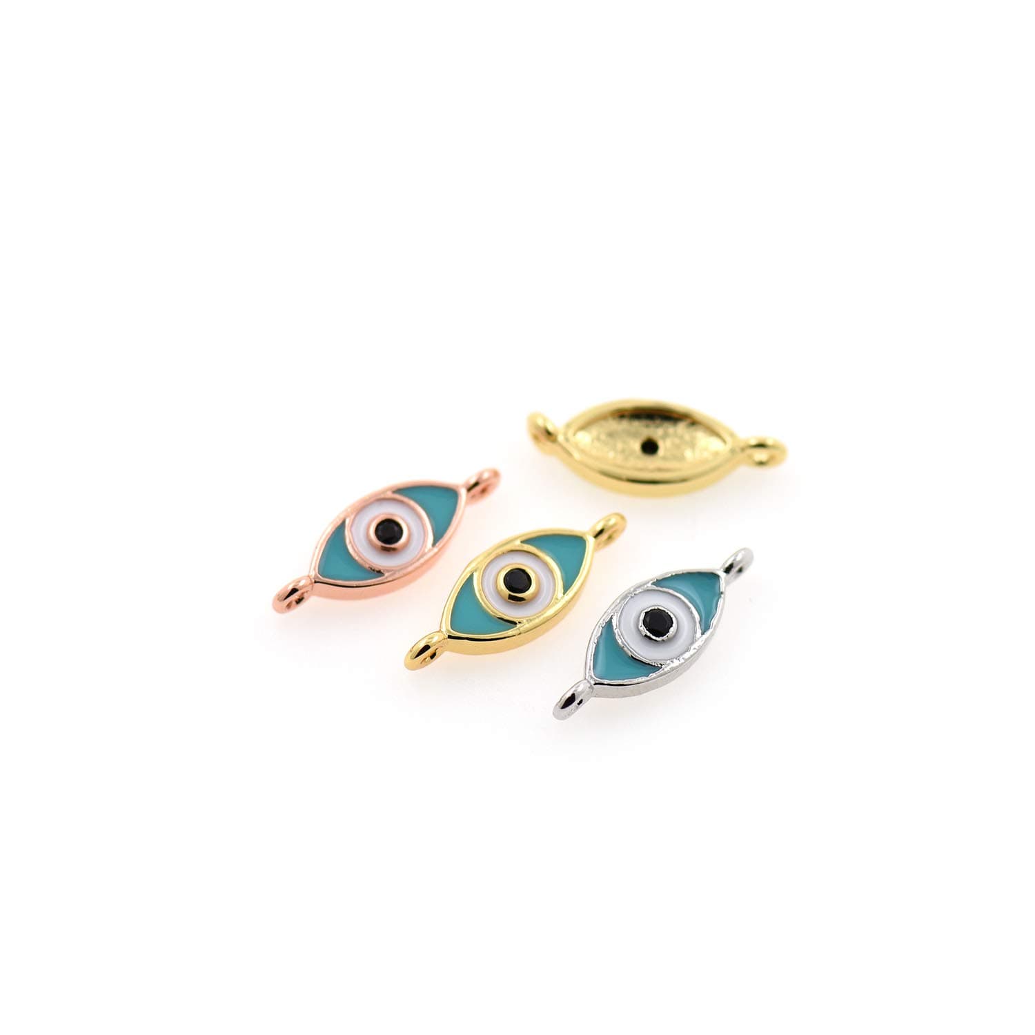 Turquoise Evil Eye Connector,Mini Enamel Eye Spacers,for DIY Minimalist Jewelry Making 13x5mm(10Pcs,MixColor)