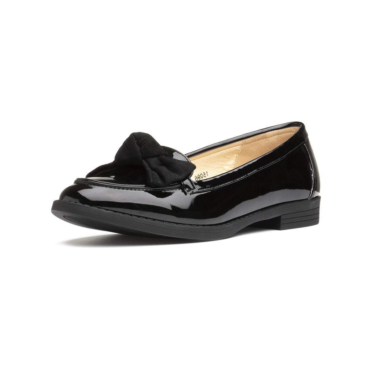 Womens Black Patent Loafer with Bow