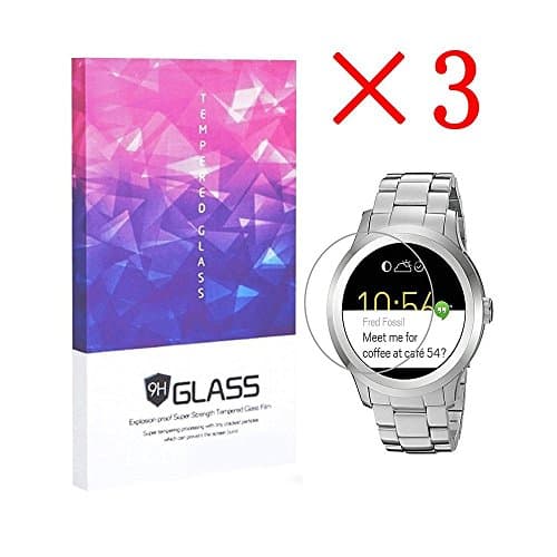 Fossil Q Founder Gen 1 Smartwatch Screen Protector Crystal Clear 9H 2.5D Tempered Glass Screen Protector Foils,Anti-Fingerprint,Anti-Glare,bubble-free Protection Film (3 Packs)