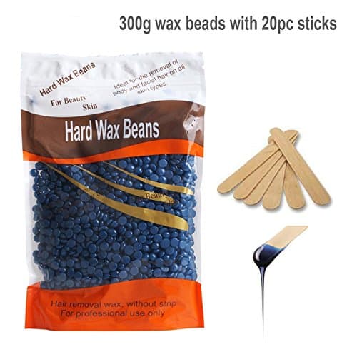 Hard Wax Beans Pamty Hair Removal Waxing Kit Solid Depilatory Grain Body Hair Remover Granules Hot Film Wax Bead,No Stripes Needed 10Ounce/300g Lavender Flavor with 20 Wax Applicator Sticks