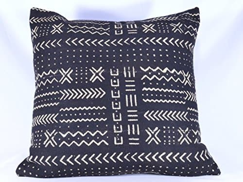 Black & White Mud cloth Pillow Cover; Bogolanfini Decorative Pillow, African Mudcloth Throw Pillow from Mali (BF1021)