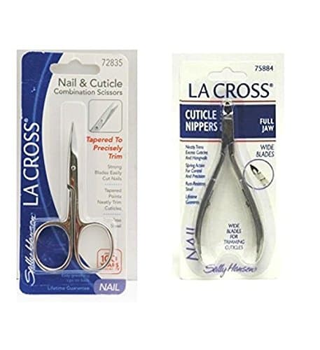 Sally Hansen LA Cross Nail & Cuticle Combination Scissors 72835 + Cuticle Nippers Wide Blade 75884 + FREE Luxury Luffa Loofah Bath Sponge On A Rope, Color May Vary
