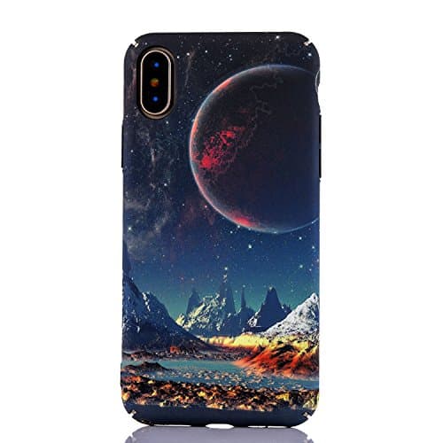 iPhone X Case, iPhone 10 Case, Amesica Noctilucent Lucky Starry Planet Series Full Body Protection Hard PC Cover for Apple iPhone X (5.8 inch) - 2017 (Color - 1)