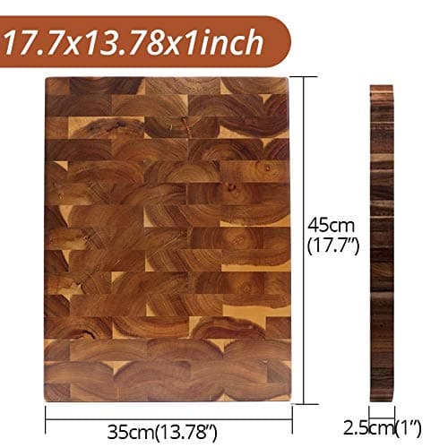 NTMD Chopping board cutting boards kitchen meat Chopping board,EXTRA LARGE Cutting Board, Rectangle End Grain Butcher Block, Kitchen Chopping Boards, Acacia Wood, 18 x 12 x 1.4 Inch