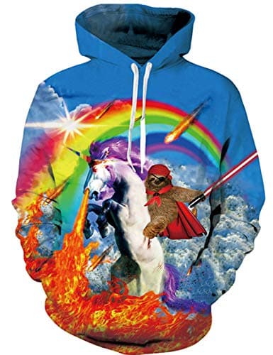 Alistyle Unisex 3D Print Funny Graphic Velvet Pullover Drawstring Hoodies with Big Pockets Sweatshirts