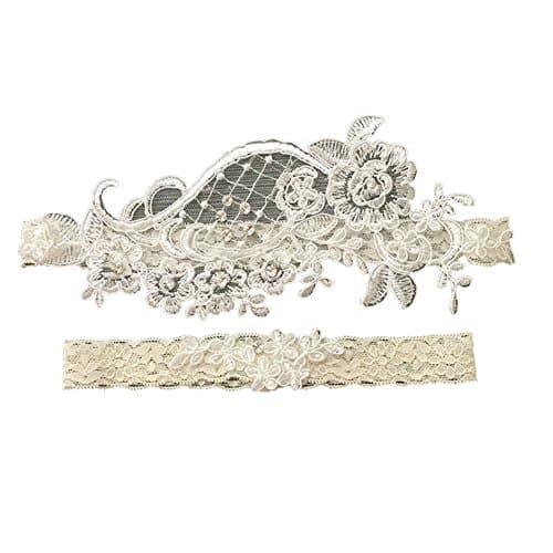 Yiweir Women's Ivory Solid Color Garter with Shiny Rhinestones for Wedding Bride