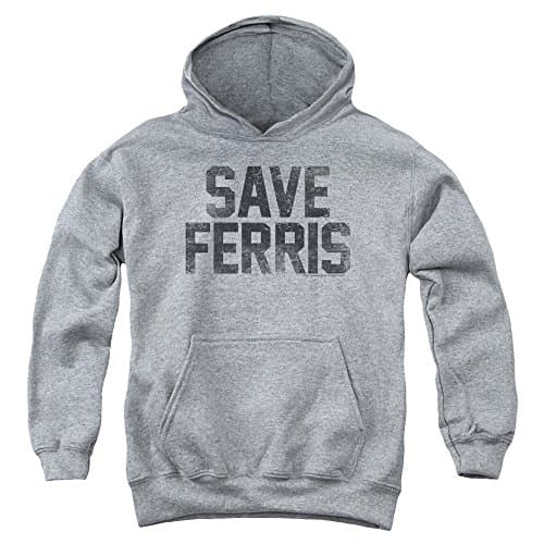 Ferris Bueller's Day Off Save Ferris Big Boys Pullover Hoodie Heather LG