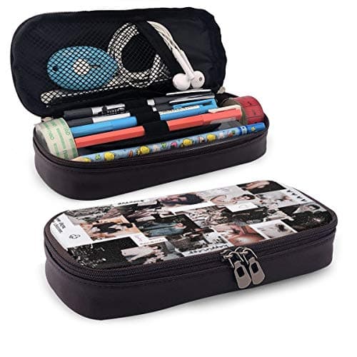 Shawn Mendes Pencil Case Big Capacity PU Leather Makeup Case Zipper Stationery Organizer Case for School,Office