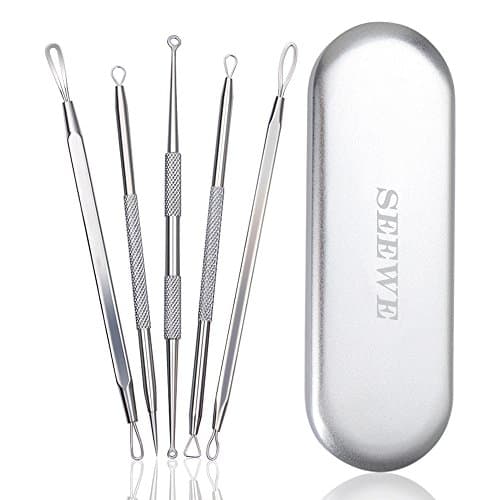 5-in-1 Blackhead Extractor Kit Acne Pimple Comedone Remover Tool - For Blemish Whitehead Zit Removing with Matal Case