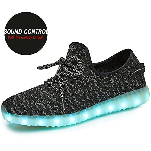 SenNi Unisex Shining LED Shoes Light Up USB Charging Flashing Sneakers SNSHOE033-Black-40