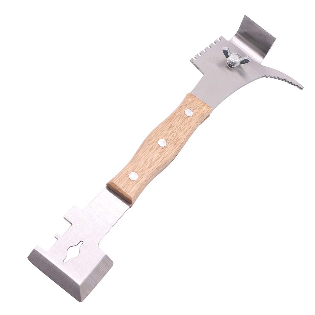 PGCOKO 10 inch Multifunctional Stainless Steel Bee Hive Scraper Tool for Beekeeping Bee Hive Supplies Beekeeper Equipment - Wooden Handle