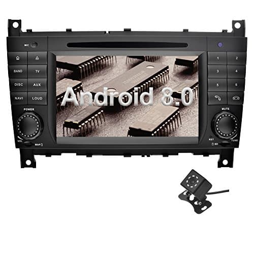 Ohok Android 8.0 Car Stereo for Mercedes-Benz C-Class W203/Benz CLK W209 2 Din 7 Inch 8-Core 4GB RAM 32GB ROM Sat Nav Head Unit with DVD Player Supports Bluetooth WLAN OBD2 AUX Subwoofer AV Out