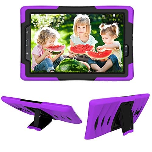 Samsung Galaxy Tab E 9.6" SM-T560 Shockproof Heavy Duty Military Armor Hybrid Case Cover with Screen Protector by Luckycheng (purple)
