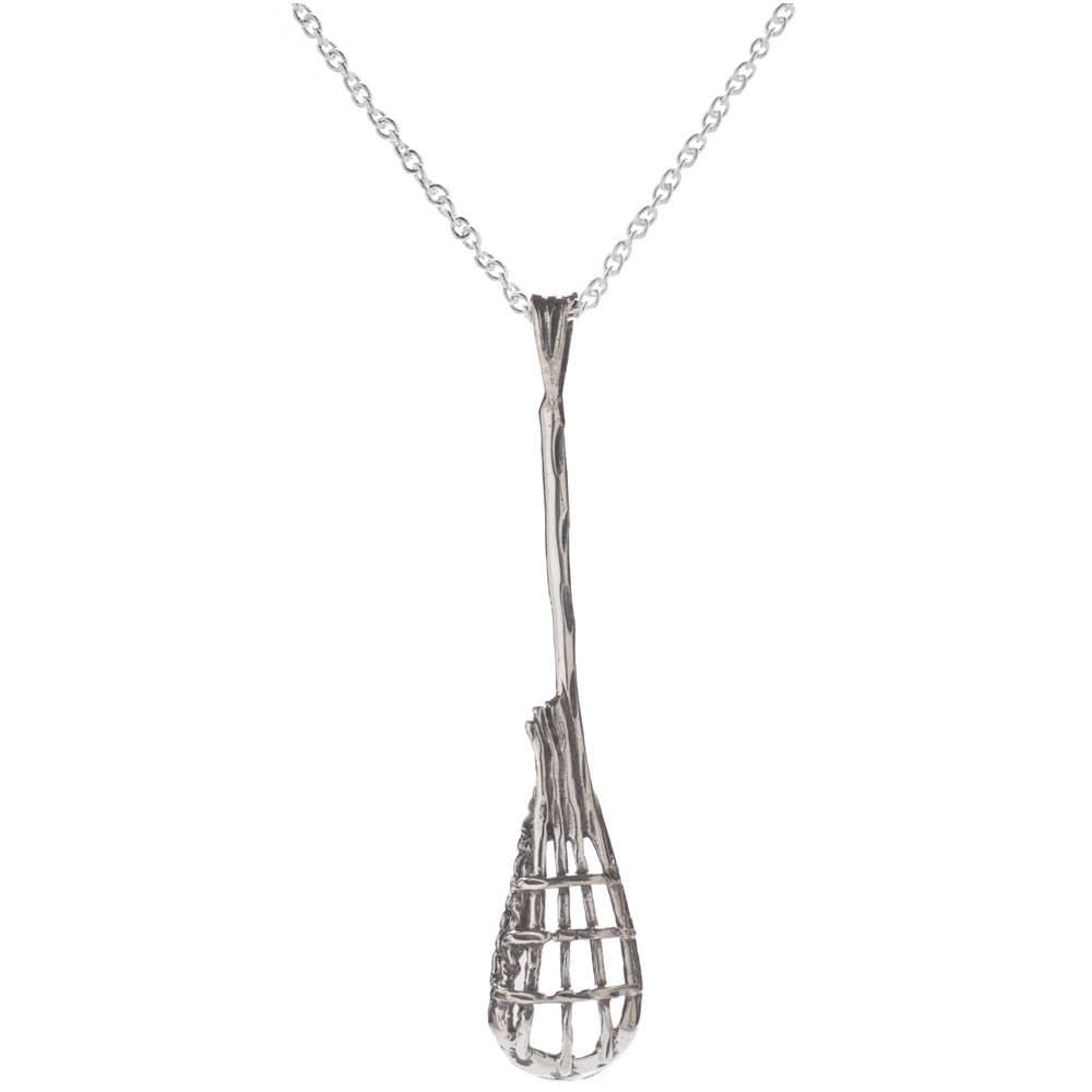 Sterling Silver Lacrosse Stick Pendant Necklace, 18 "