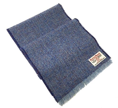 Harris Tweed Light Blue Herringbone Design Wool Scarf