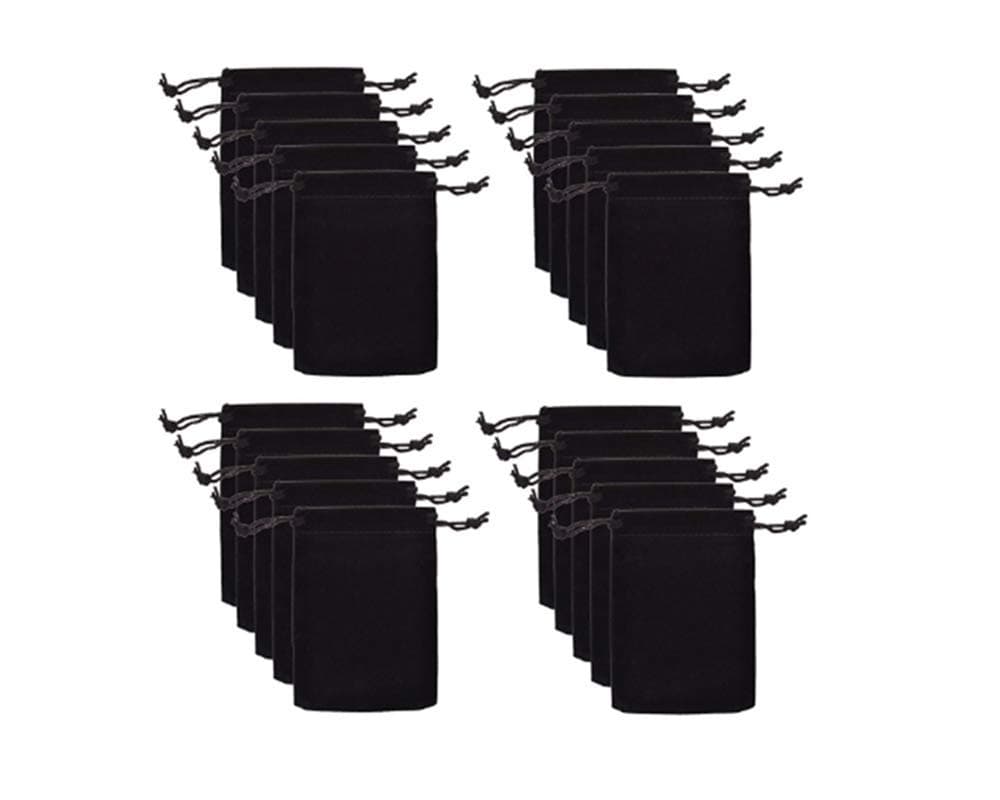 Tesco store Pack of 20pcs 4" X 5" Velvet Drawstring Cloth Jewelry/Gift/Headphones Bag/Pouches (Black)