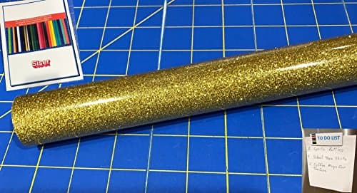 Siser EasyWeed Glitter Iron On Heat Transfer 12" x 20" Sheet, Plus Tips for Heat Transfer Application Brochure (Gold)
