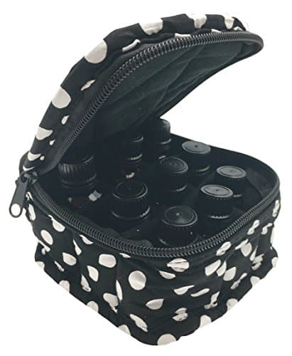 Black White Polka Dot Essential Oils Bag for Oil Bottles Travel Carrying Case