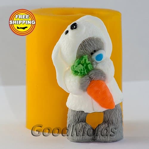 Silicone soap mold Teddy with carrot mold Teddy mold mold for soap