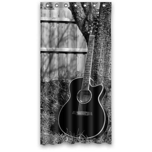 Guitar Custom Musical Instrument Close Up Pattern Polyester Shower Curtain,36" x 72" Inches Shower Curtain