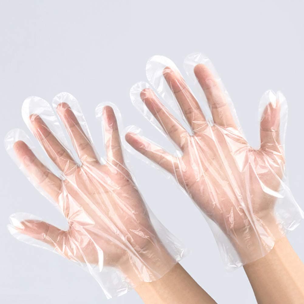 100 PCS Disposable Gloves, Thickened Vinyl Gloves Disposable Medium, Universal Transparent Plastic Hand Gloves for Kitchen Cleaning, Health Care, Avoid Touching, Food, Bathroom, Hairdressing etc