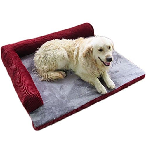 Quno Orversize Ultra-soft Washable Corduroy Sofa Cussion for Dog and Cat Red XL